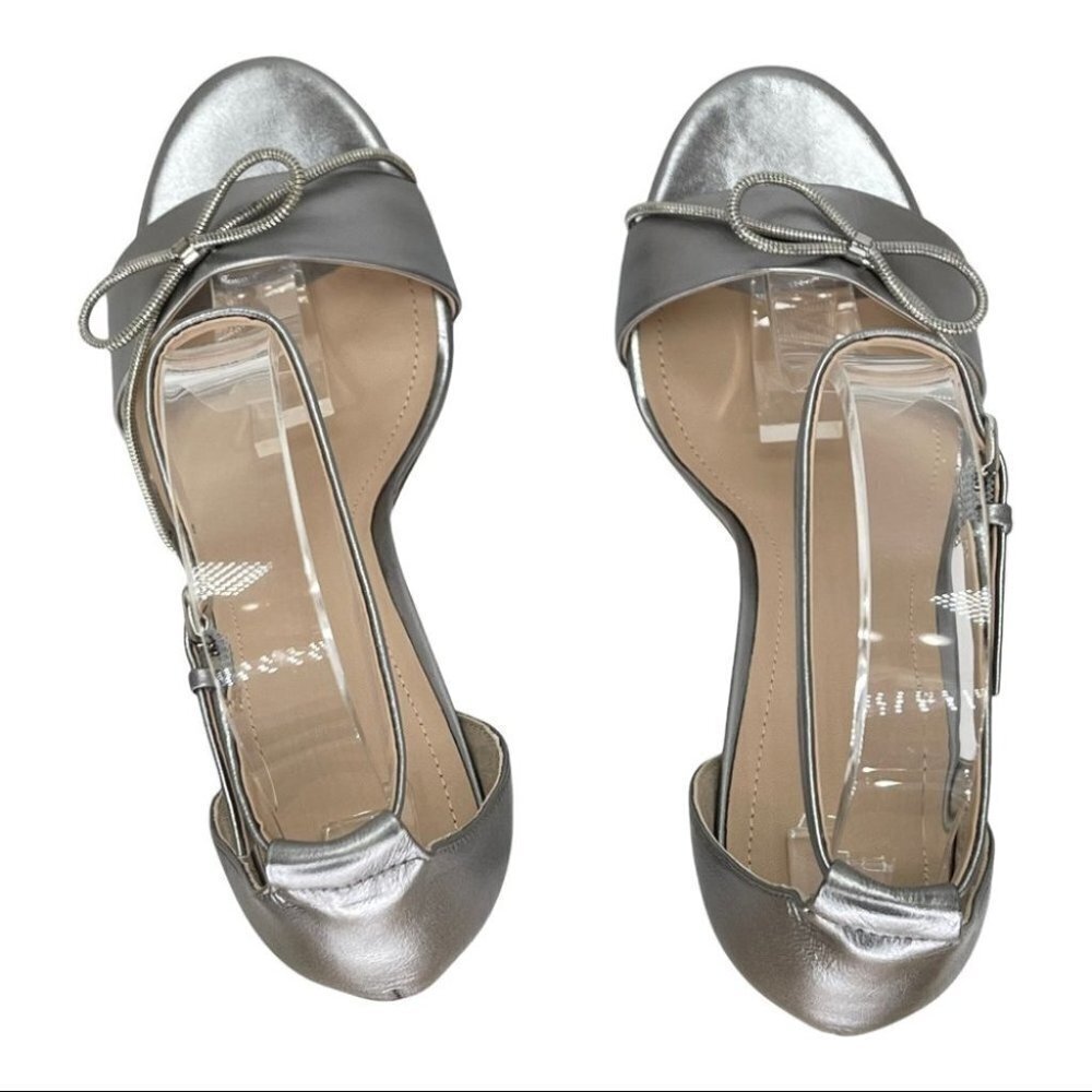 Pour La Victoire Elanna Grey Leather Metal Bow Accent Womens Heels - Picture 10 of 16